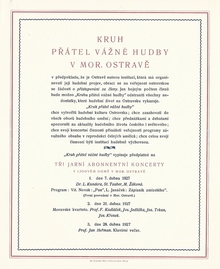 Koncerty jarního předplatné Kruhu přátel vážné hudby v Moravské Ostravě, Zdroj: Archiv města Ostravy, Fond: Kruh přátel vážné hudby Moravská Ostrava.